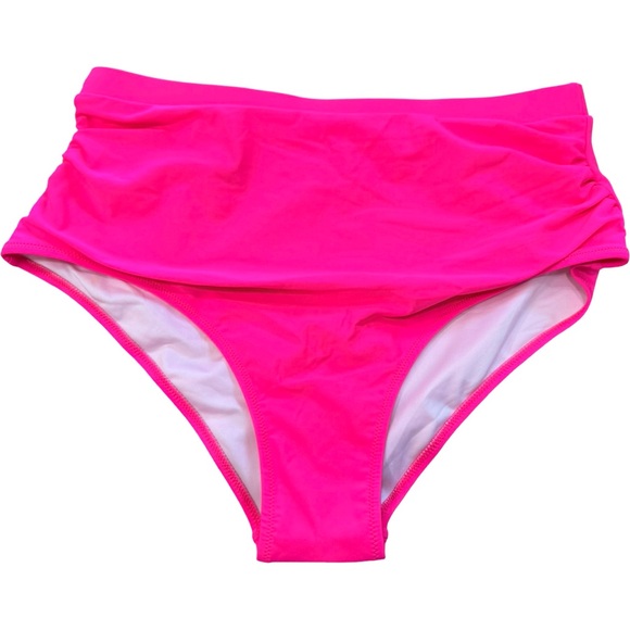 Hot Pink High Waisted Bikini Bottoms Size L NWOT Modest Full Coverage - Picture 2 of 6
